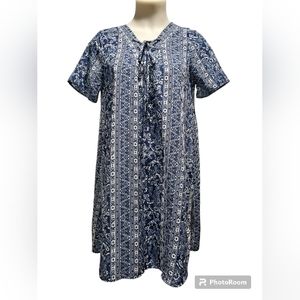 Everly Blue & White Print Shift Dress